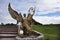 Kinnaree angel statue and lighting at Sirindhorn wararam phu prao temple or Wat phu prao