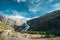 Kinsarvik, Hordaland, Norway. Waterfall Nykkjesoyfossen In Hardangervidda Mountain Plateau. Sunny Day. Height Of 49 m