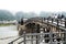 Kintai Kyo bridge on rainy day, Iwakumi Hiroshima, japan