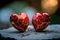 Kintsugi porcelain hearts. Valentine`s day concept