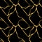 kintsugi seamless pattern gold cracks, broken marble luxury stone on black background