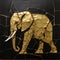 Kintsugi style golden colour abstractic elephant wall art , kintsugi art , indoor decorations , home decorations , wall art