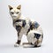 Kintsugi style white and black colour abstractic cat statue, kintsugi art , indoor decorations , home decorations , crafty art