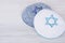Kippah with embroidered blue star of david