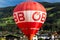 Kirchberg in Tirol, Tirol/Austria - September 26 2018: Bright red OBB branded balloon fully inflated and ready for its flight