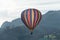 Kirchberg in Tirol, Tirol/Austria - September 26 2018: One-man hot-air balloon just after take off on an early morning with foggy
