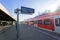 Kirchheim, Germany, January 10 2024: Deutsche Bahn train at the station - S-Bahn at track 2 towards Stuttgart