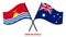 Kiribati and Australia Flags Crossed And Waving Flat Style. Official Proportion. Correct Colors