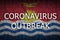Kiribati flag and Coronavirus outbreak inscription. Covid-19 or 2019-nCov virus