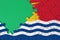 Kiribati flag is depicted on a completed jigsaw puzzle with free green copy space on the left side