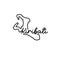 Kiribati outline map with the handwritten country name. Continuous line drawing of patriotic home sign