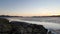 Kirkcudbright bay and Dee estuary at sunset at Manxman`s Lake on a winters day