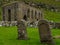 KirkjubÃ¸ur village. Old never roofed ruins of medieval cathedral