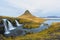 Kirkjufell Mountain, Iceland, Landscape with waterfalls, long ex