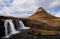 Kirkjufell mountain and the kirkjufellfoss waterfall Iceland