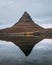 Kirkjufell Mountain near the Snaefellsjokull National Park, Iceland reflected in the lake