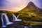 Kirkjufell mountain during sunset