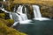 Kirkjufell waterfall in winter, iceland
