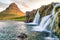 Kirkjufell waterfalls in summer season, Iceland