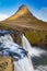 Kirkjufellfoss waterfall and Kirkjufell Mountain, Iceland