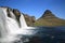 Kirkjufellsfoss waterfall and Kirkjufell mountain, Iceland