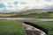 Kirkjufellsfoss waterfall , one of the most beautiful waterfall in the western of Iceland