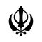 Kirpans â€” three curved swords, symbol of Sikhi religion. (Oriental Sacral Symbol).