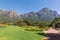 Kirstenbosch botanical garden lawn and mountains view in Cape Town