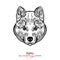 Kishu. Black and white graphic drawing of a dog.