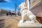 KISLOVODSK, RUSSIA - MAY, 2017: STONE LION IN STREET
