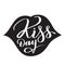 Kiss day - hand-written text, typography, calligraphy, lettering in lips silhouette