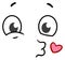 Kiss emoticon. Cute comic face. Cartoon character