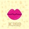 kiss flat illustration, lips vector illustration