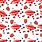 Kiss lips seamless pattern lover Valentine colorful love kiss red pink lip and strawberry pattern
