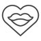 Kiss print in heart line icon. Love vector illustration isolated on white. Mouth outline style design, designed for web