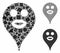 Kiss smiley map marker Mosaic Icon of Rugged Items