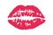 Kiss trail. Lipstick mark, pink mouth romantic lovers, silhouette, vector illustration