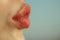 Kiss of woman or girl, lips. Beauty and fashion, valentines day. Lipstick kiss of sensual girl, love. Makeup and