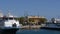 Kissamos, Greece - July 15, 2022: Port on the Cretan Sea, where many tourist boats and boats are parked. in the