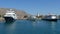 Kissamos, Greece - July 15, 2022: Port on the Cretan Sea, where many tourist boats and boats are parked. in the