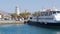 Kissamos, Greece - July 15, 2022: Port on the Cretan Sea, where many tourist boats and boats are parked. in the