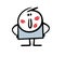 Kissed playboy stickman stands pleased with himself with traces of red lipstick on his face. Vector illustration of the