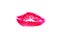 Kisses, love, lipstick, postcard, isolate, white background, print.