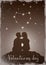 Kissing couple under the constellation of love