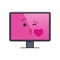 Kissing face on computer screen emoticon