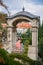 Kissing and hugging couple in baroque gazebo at terraced gardens below Prague Castle, Small FÃ¼rstenberg garden in district Lesser