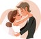 Kissing Married Couple Wedding Invitation Illustration
