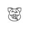 Kissing piggy face emoji line icon