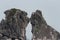 Kissing rock or Chicken rock at Halong bay northeast Vietnam is towering limestone islands topped by rainforests