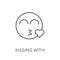 Kissing With Smiling Eyes emoji linear icon. Modern outline Kiss